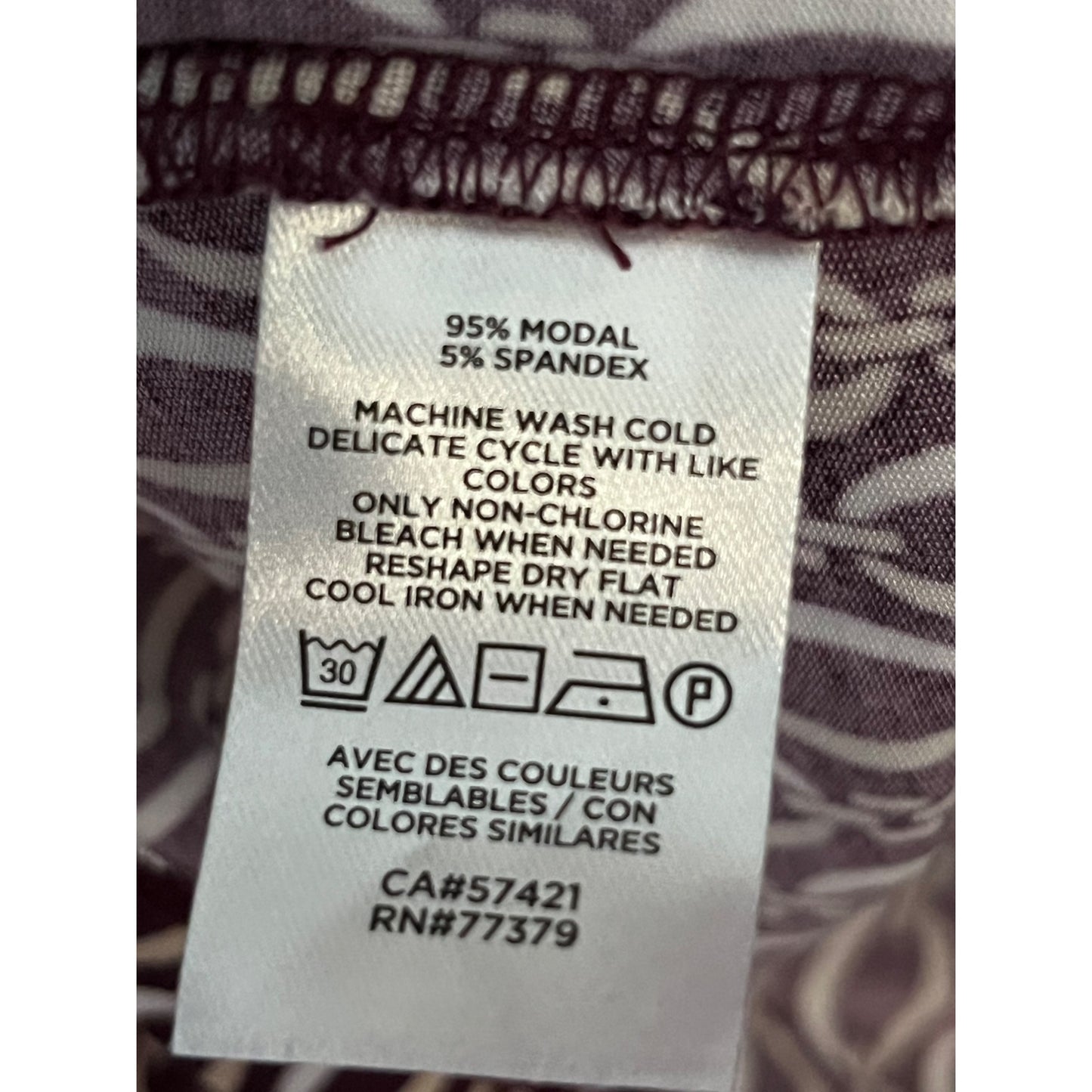 Ann Taylor Women’s XL Long Sleeve Blouse | Maroon Geometric Chain Print | Draped Crossover Front