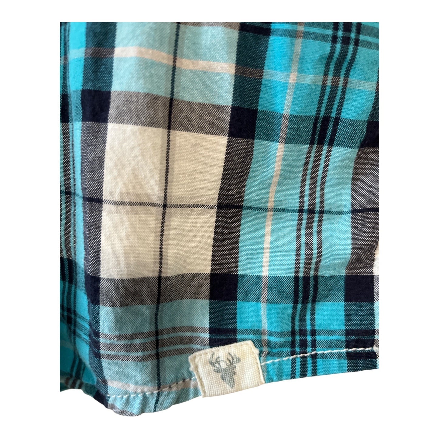 Roebuck & Co. Men’s L Plaid Pearl Snap Western Shirt – Blue/Black/White – 2010s