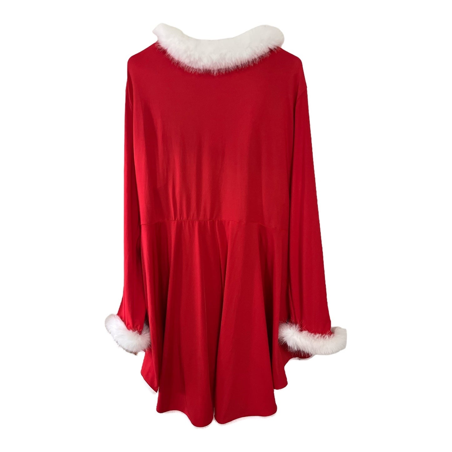 Rosegal Women’s 3X Red Santa Claus Dress Coat with Faux Fur Trim, Belt & Attached Black Camisole