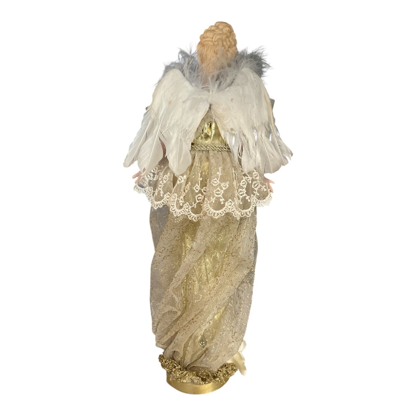 Vintage Gold Angel Figure “Bonnie” – Dillard’s 1998 – All Porcelain Arms & Head – 15" Tall