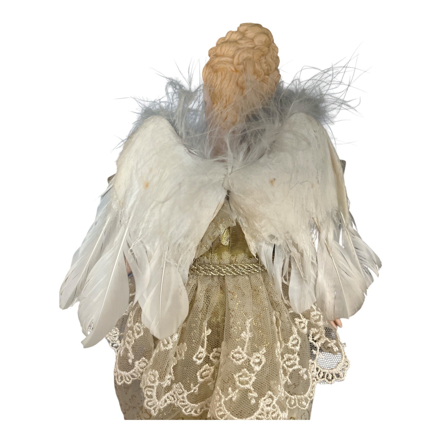 Vintage Gold Angel Figure “Bonnie” – Dillard’s 1998 – All Porcelain Arms & Head – 15" Tall