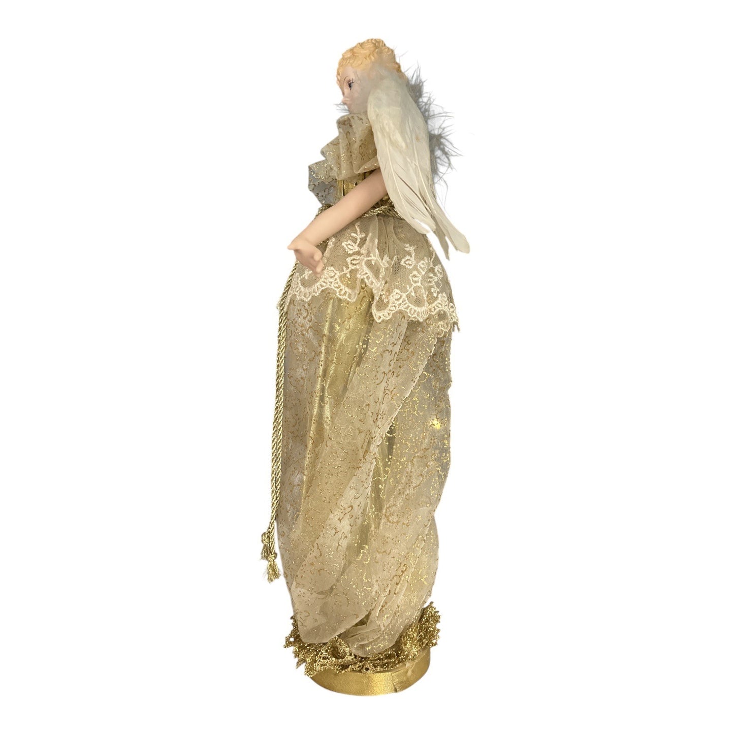 Vintage Gold Angel Figure “Bonnie” – Dillard’s 1998 – All Porcelain Arms & Head – 15" Tall