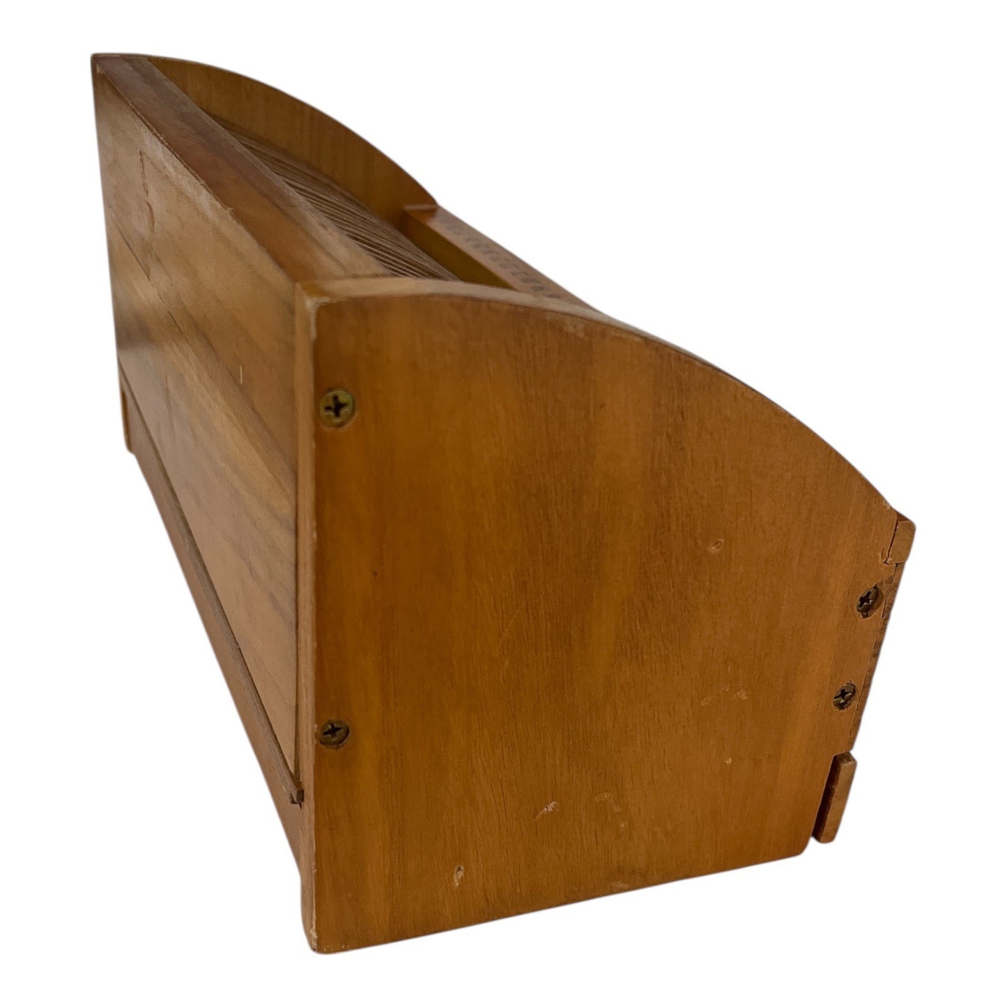 Vintage Wooden Desk Organizer with Perpetual Calendar Slots & Drawer