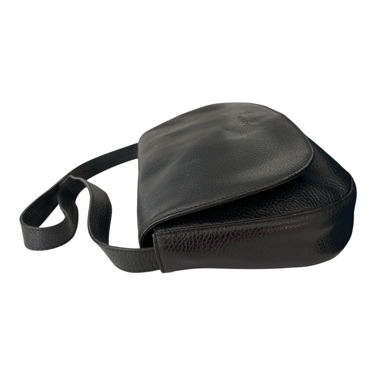Desmo Black Pebbled Leather Shoulder Bag – Made in Italy – 90s