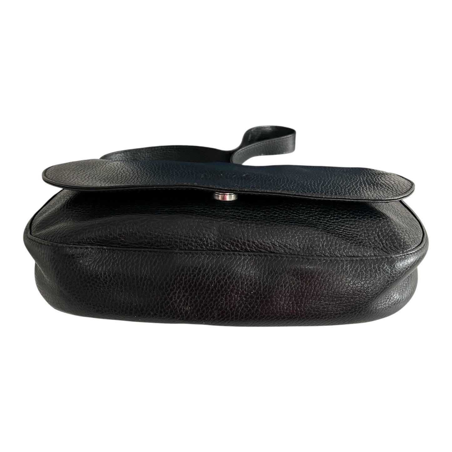 Desmo Black Pebbled Leather Shoulder Bag – Made in Italy – 90s