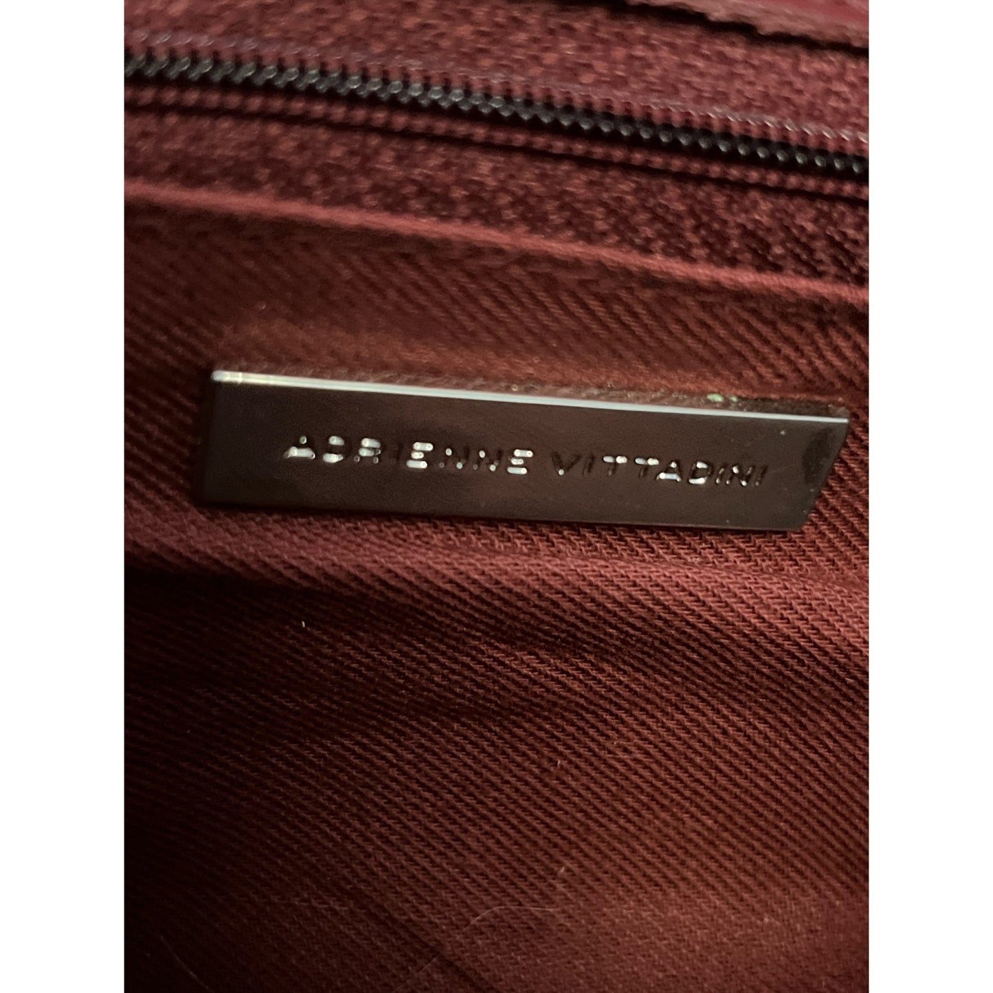 Adrienne Vittadini Genuine Leather Shoulder Bag – Burgundy with Embroidered Design