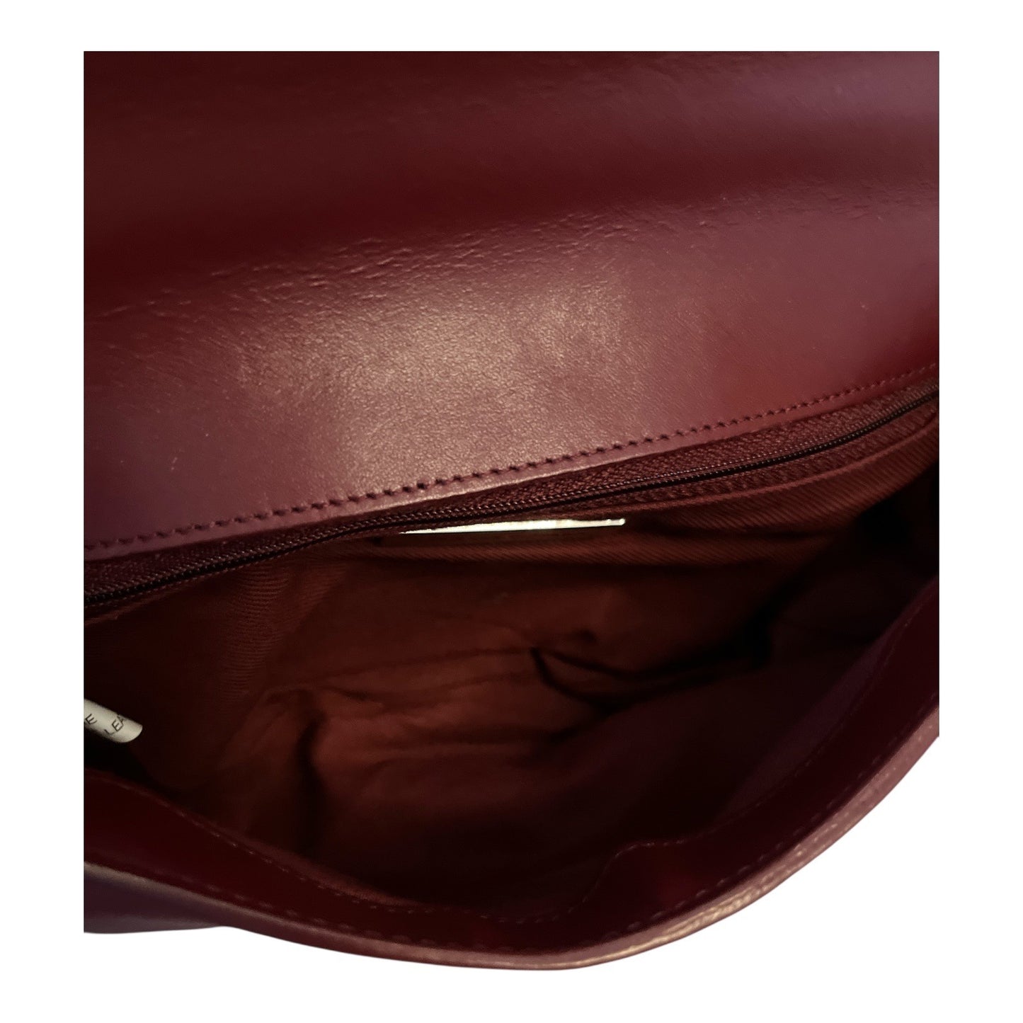 Adrienne Vittadini Genuine Leather Shoulder Bag – Burgundy with Embroidered Design