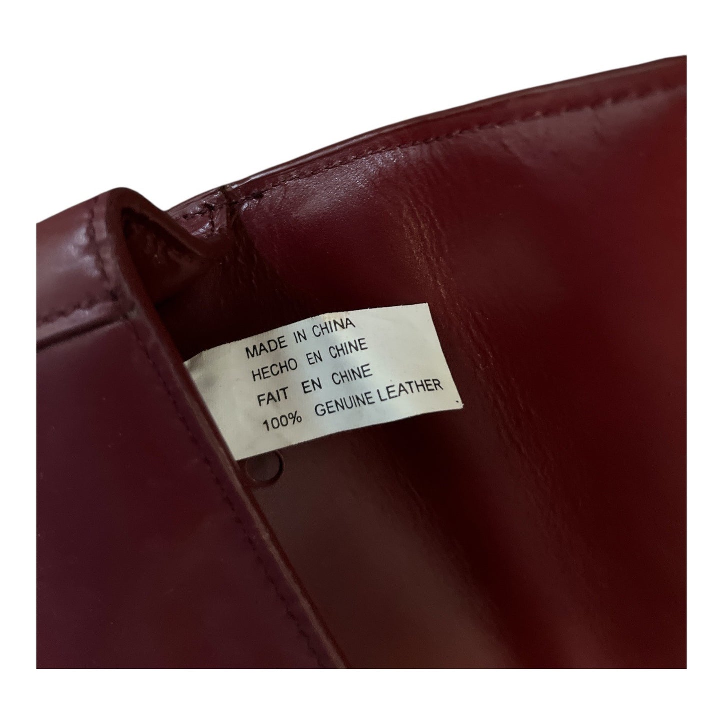 Adrienne Vittadini Genuine Leather Shoulder Bag – Burgundy with Embroidered Design