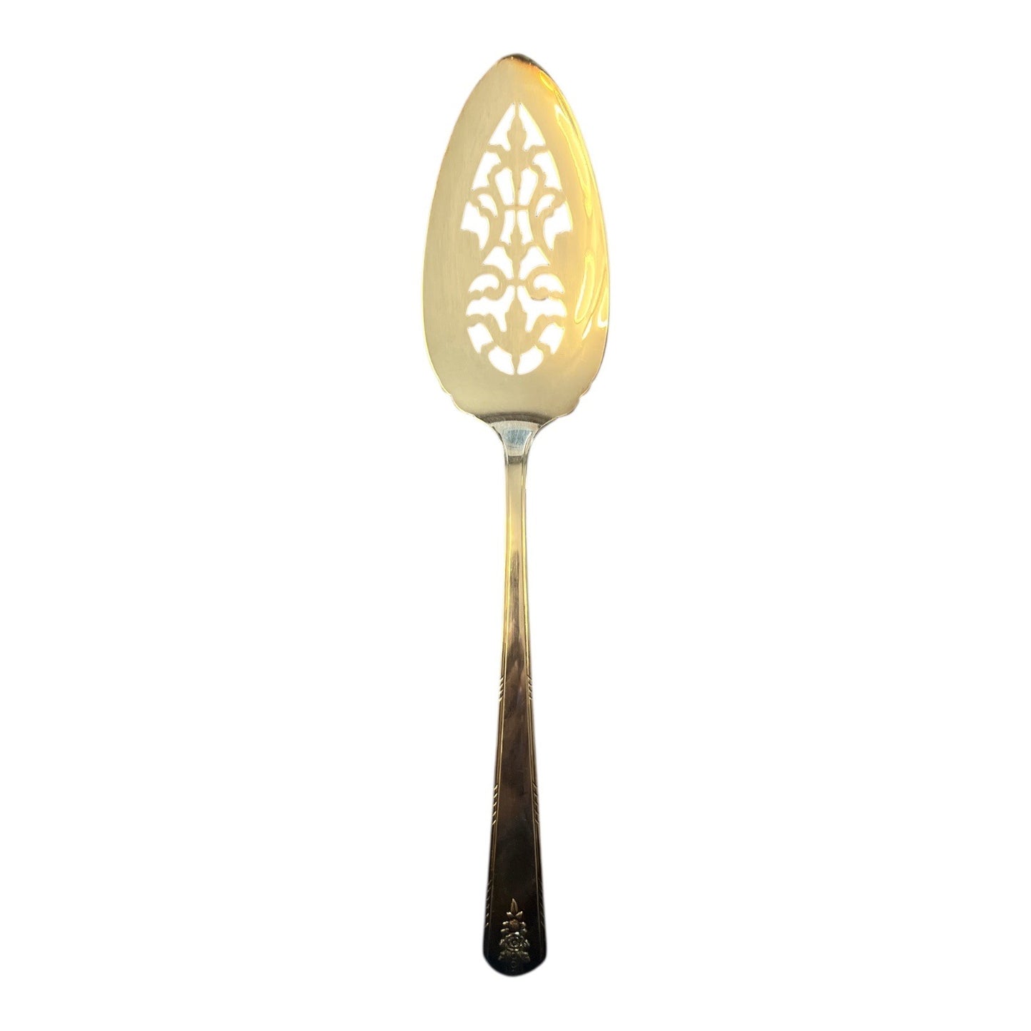 Vintage Oneida Community Par Plate Pierced Pie Server – Silverplate – 9.75” – Floral Handle
