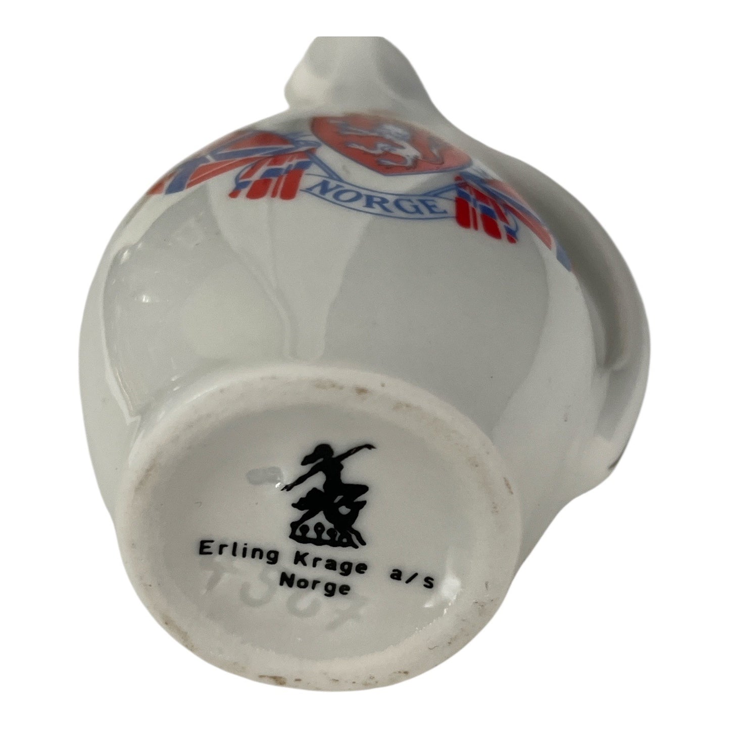 Vintage Erling Krage Norway Ceramic Pitcher – Coat of Arms & Flags