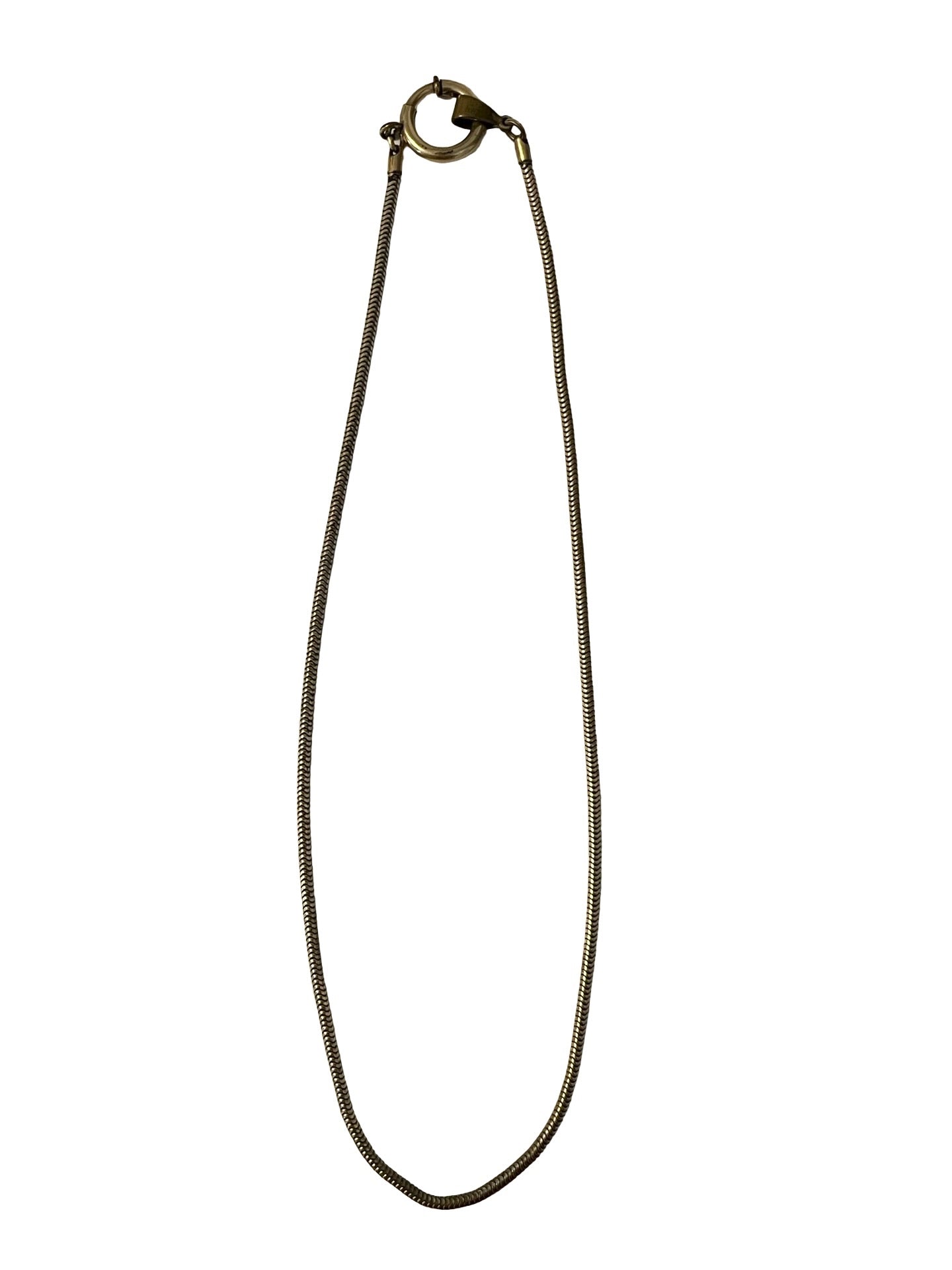 Gold Tone Snake Chain Necklace 16” Spring Ring Clasp Enhancer Clip Minimalist