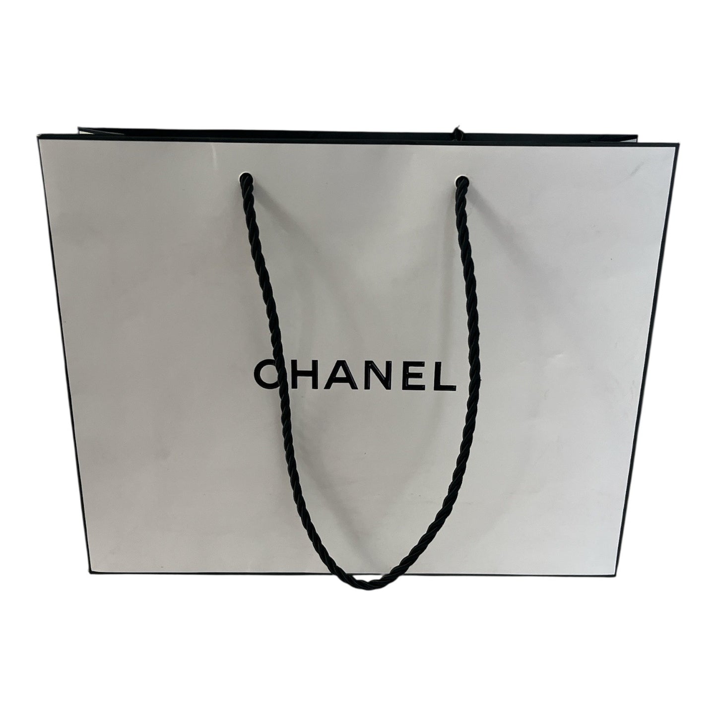 Chanel Large White Shopping Gift Bag with Black Rope Handles – 8x10