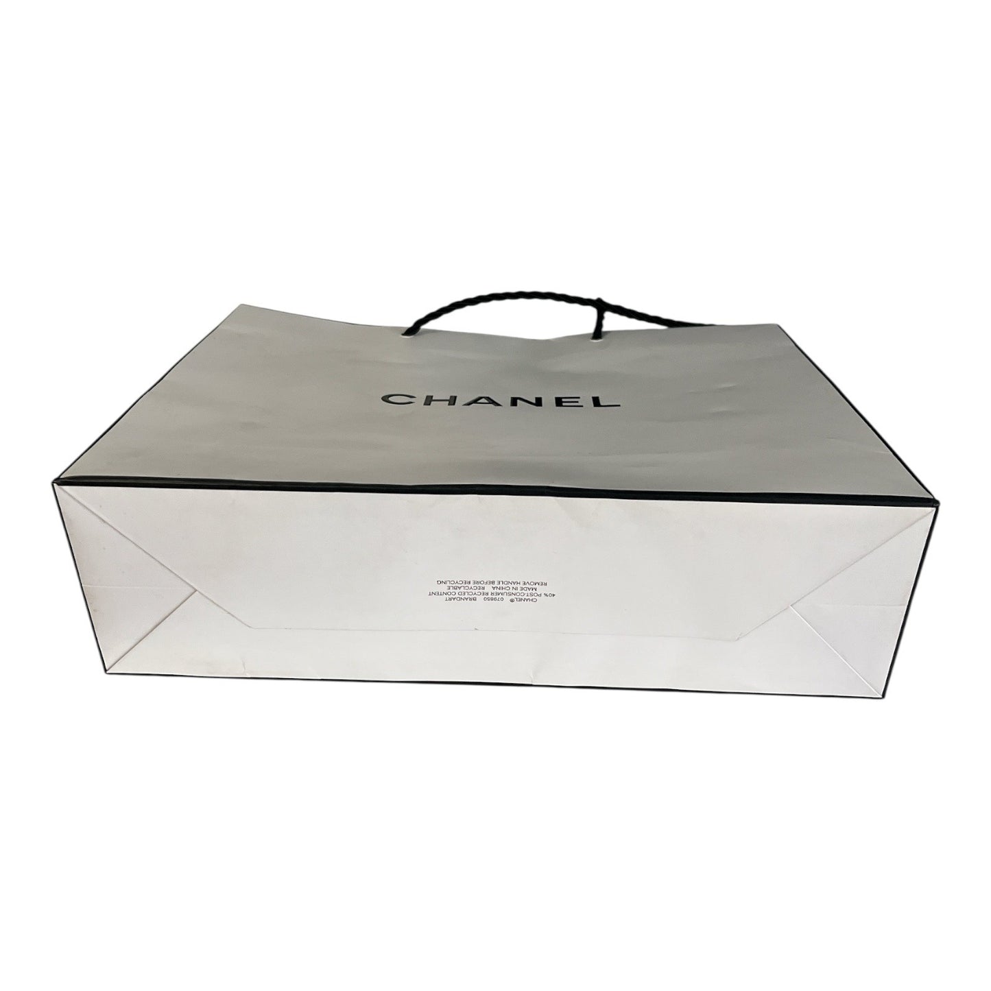 Chanel Large White Shopping Gift Bag with Black Rope Handles – 8x10