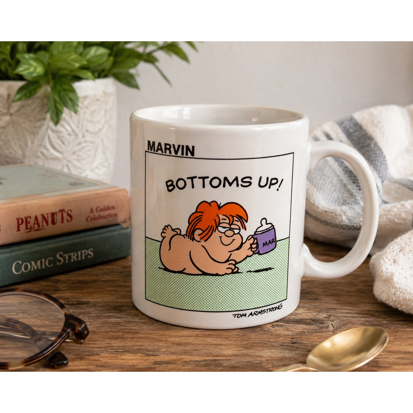 Vintage 1982 Hallmark Marvin “Bottoms Up!” Coffee Mug Tom Armstrong Made in Japan