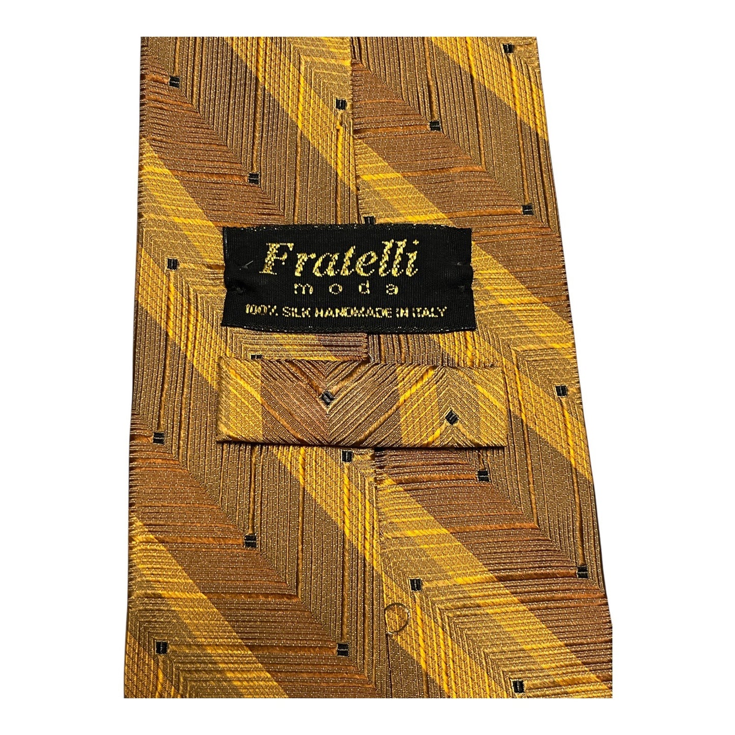 Fratelli Moda Geometric Striped Shimmery Silk Tie – Made in Italy – 1990s–2000s