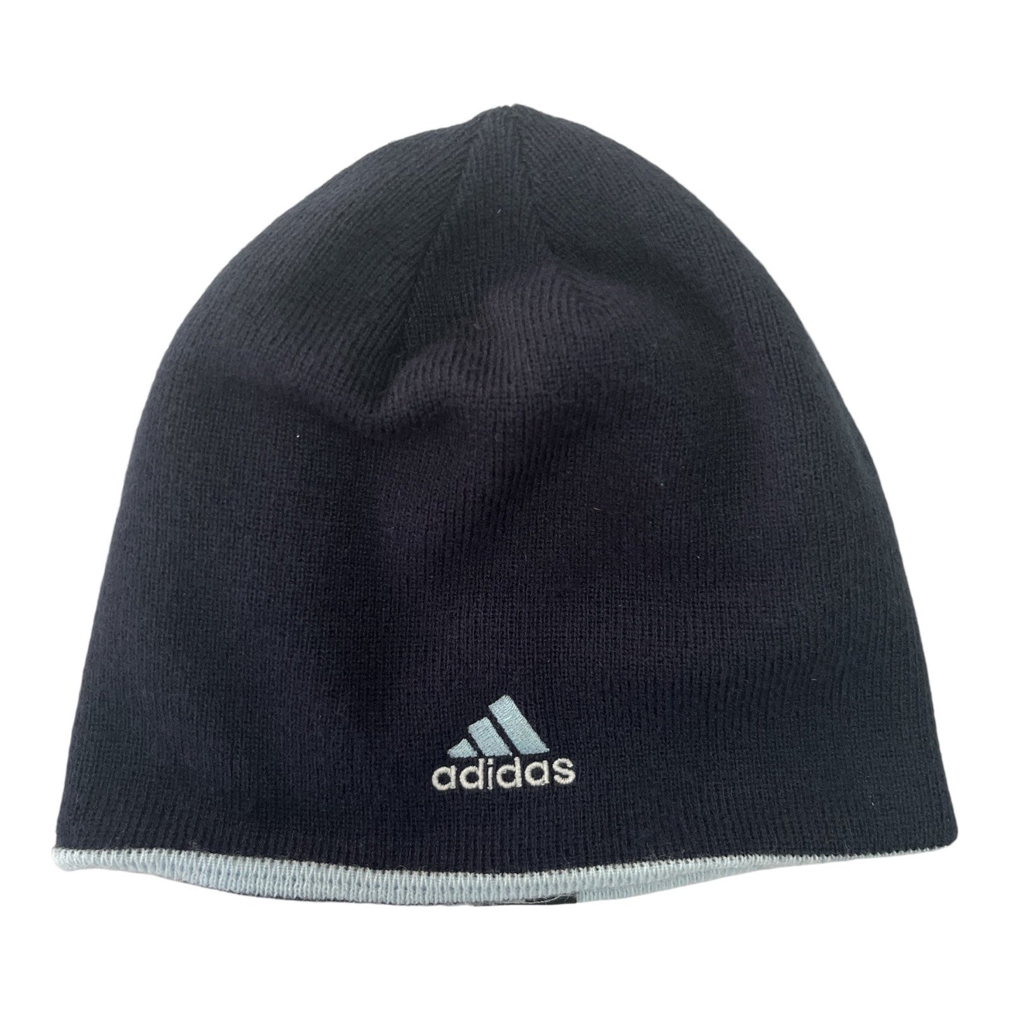 Adidas ClimaWarm Reversible Beanie Hat – Navy & Blue Knit Winter Cap – 8” Wide Unisex