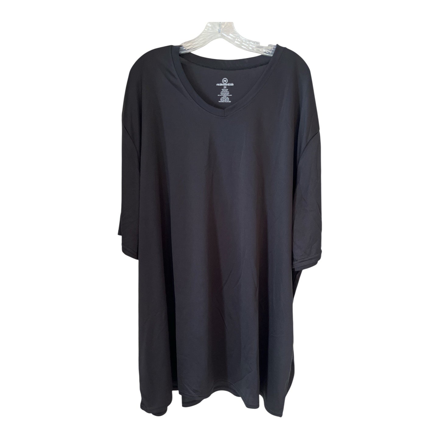 Real Essentials Men’s 5X & 5XT Performance V-Neck T-Shirts – Set of 3 – 100% Polyester – Black & Slate Blue – Oversized Fit