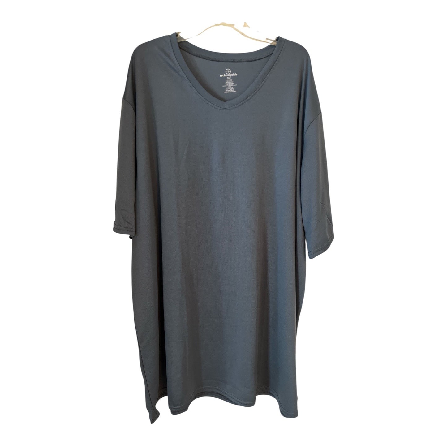 Real Essentials Men’s 5X & 5XT Performance V-Neck T-Shirts – Set of 3 – 100% Polyester – Black & Slate Blue – Oversized Fit