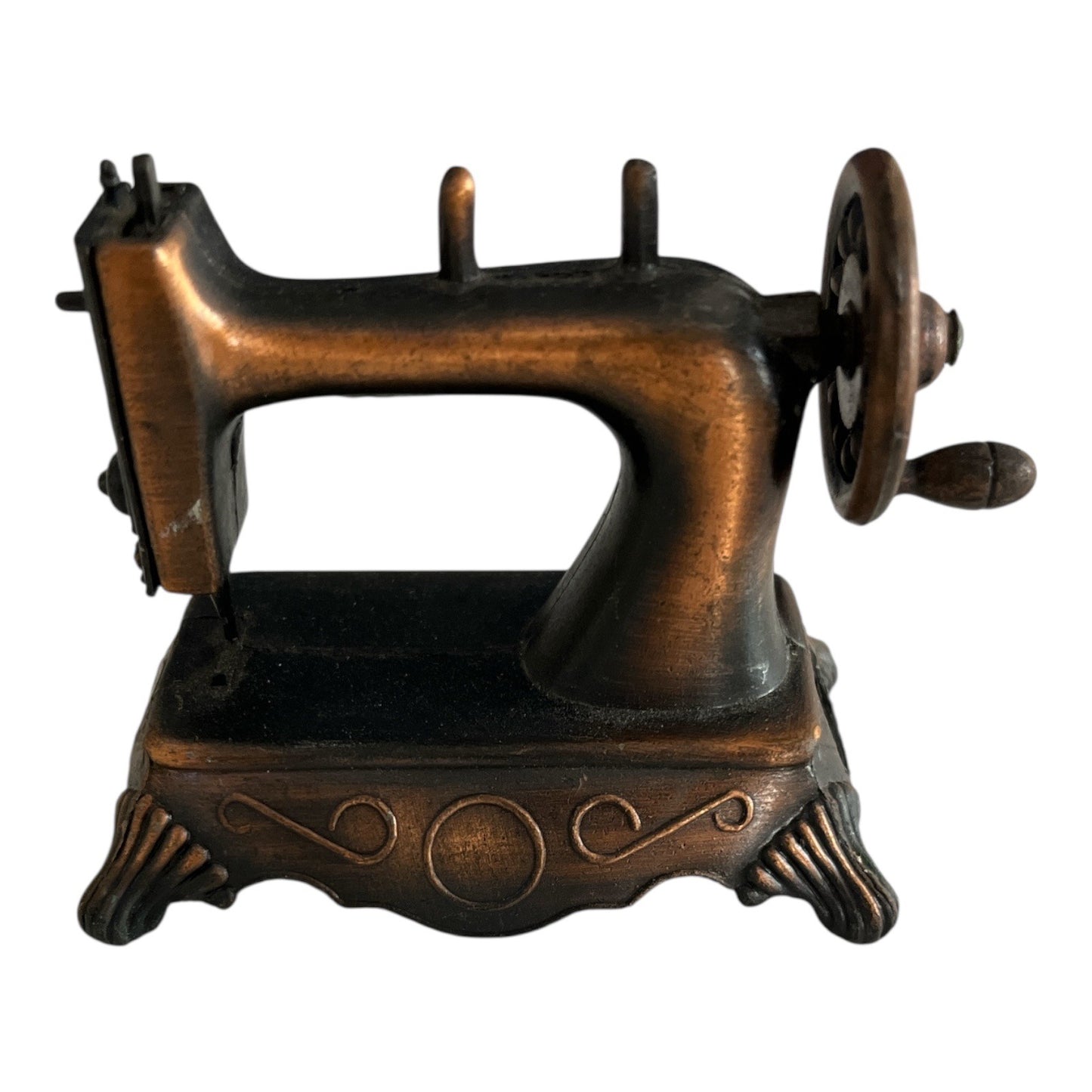 Vintage Miniature Sewing Machine Pencil Sharpener – Bronze Finish, Collectible Novelty