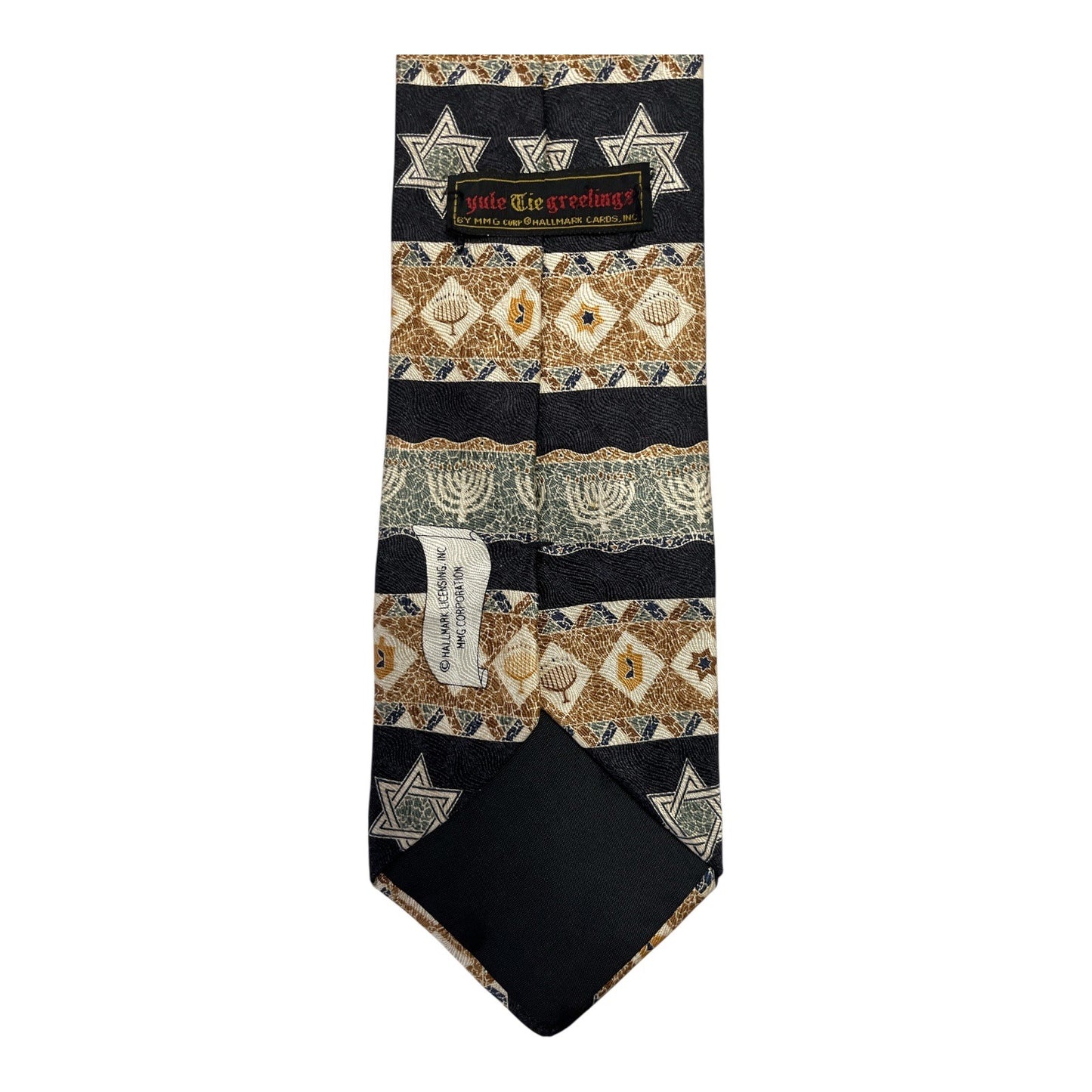 VTG Hallmark Yule Tie Greetings Hanukkah Menorah Star Dreidel Necktie – 1990s