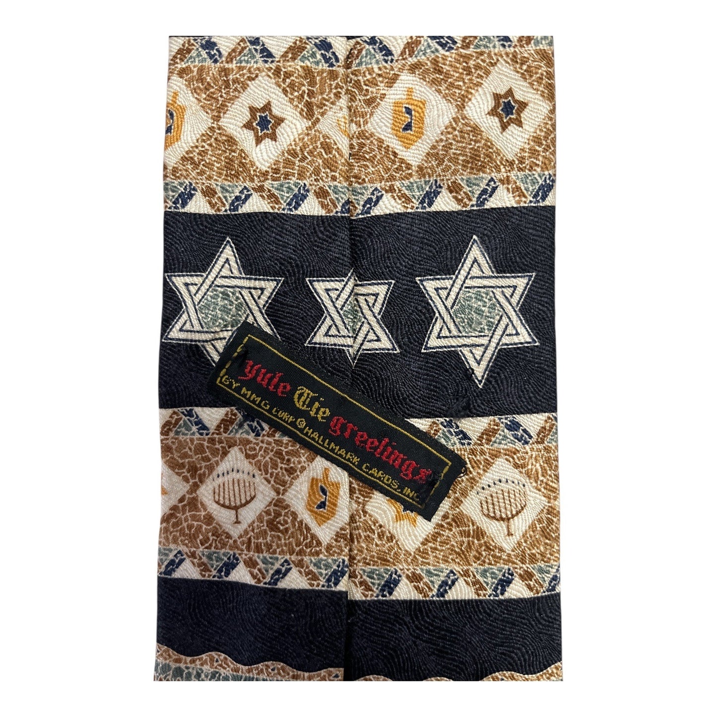VTG Hallmark Yule Tie Greetings Hanukkah Menorah Star Dreidel Necktie – 1990s