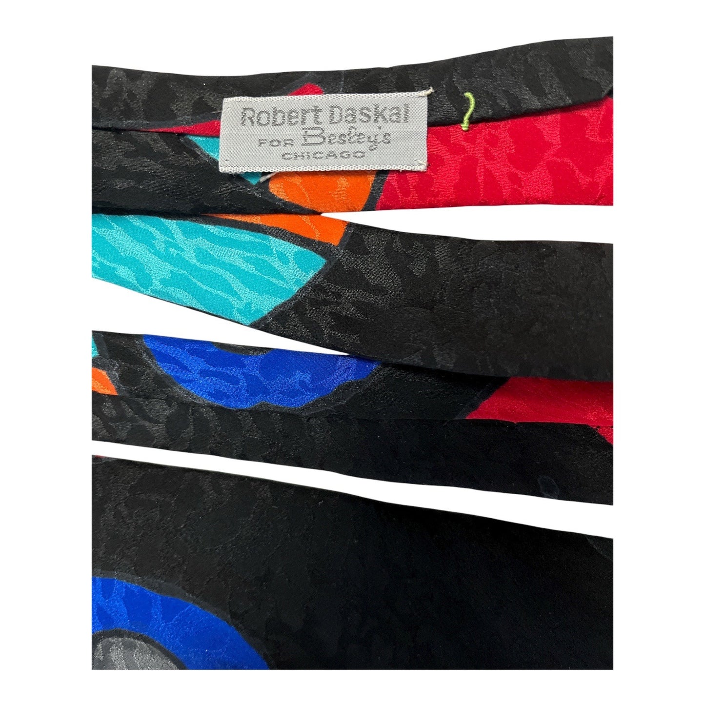 Vtg Robert Daskal for Seeley’s Hand Painted Silk Tie – Abstract Geometric Design – Signed