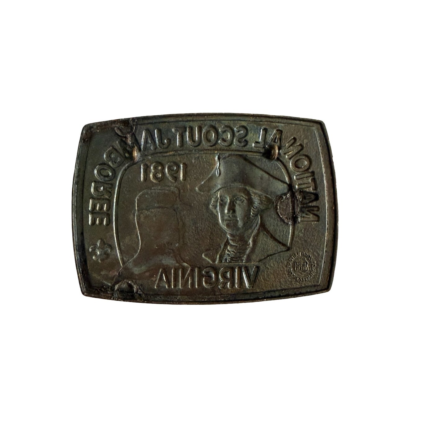 Vintage 1981 National Scout Jamboree Virginia Belt Buckle Boy Scouts Brass Tone-READ