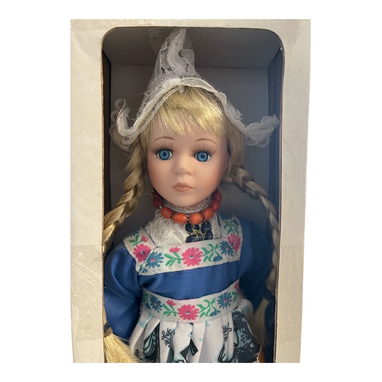 Waterland Dolls Holland Handmade Porcelain Doll – Volendam Costume – 10” – Boxed with Tag – 1990s