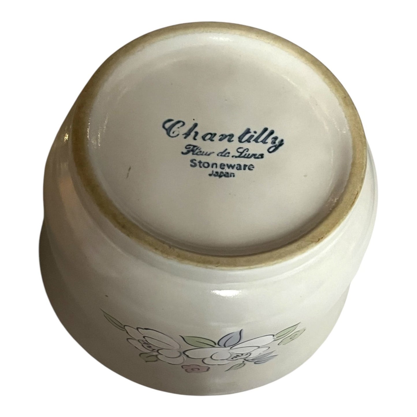 Vintage Chantilly Fleur de Lune Stoneware Sugar Bowl with Lid – Japan – Floral Pattern