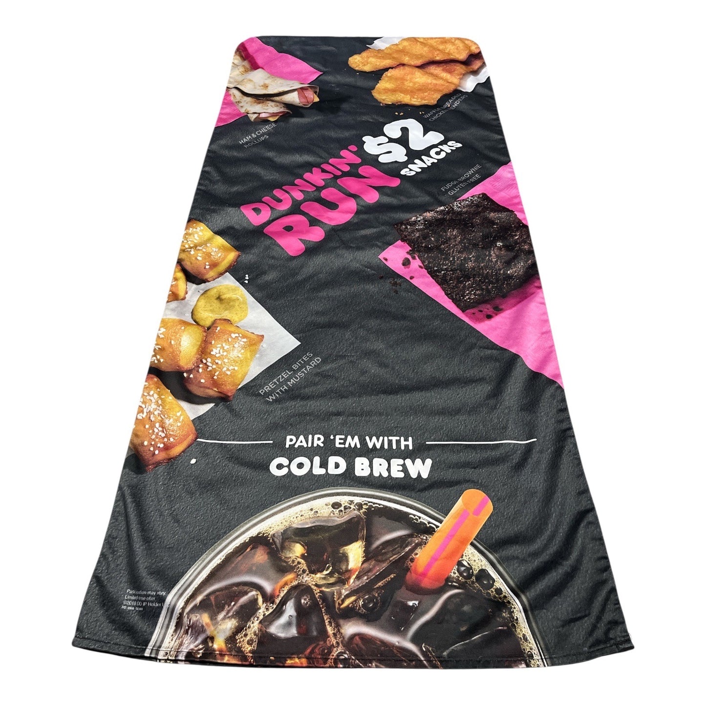 2018 Dunkin’ Run \$2 Snacks Promotional Holiday Body Pillow Cover– Cold Brew Coffee – 53x24 Fabric Sign