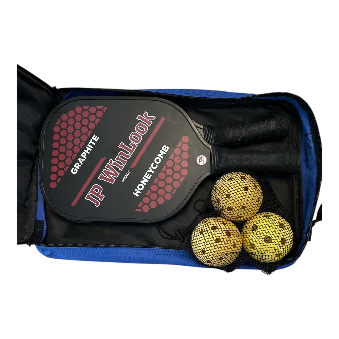 JP WinLook Pickleball Set – 2 Graphite Paddles + 3 Balls + Case – Speedy Honeycomb