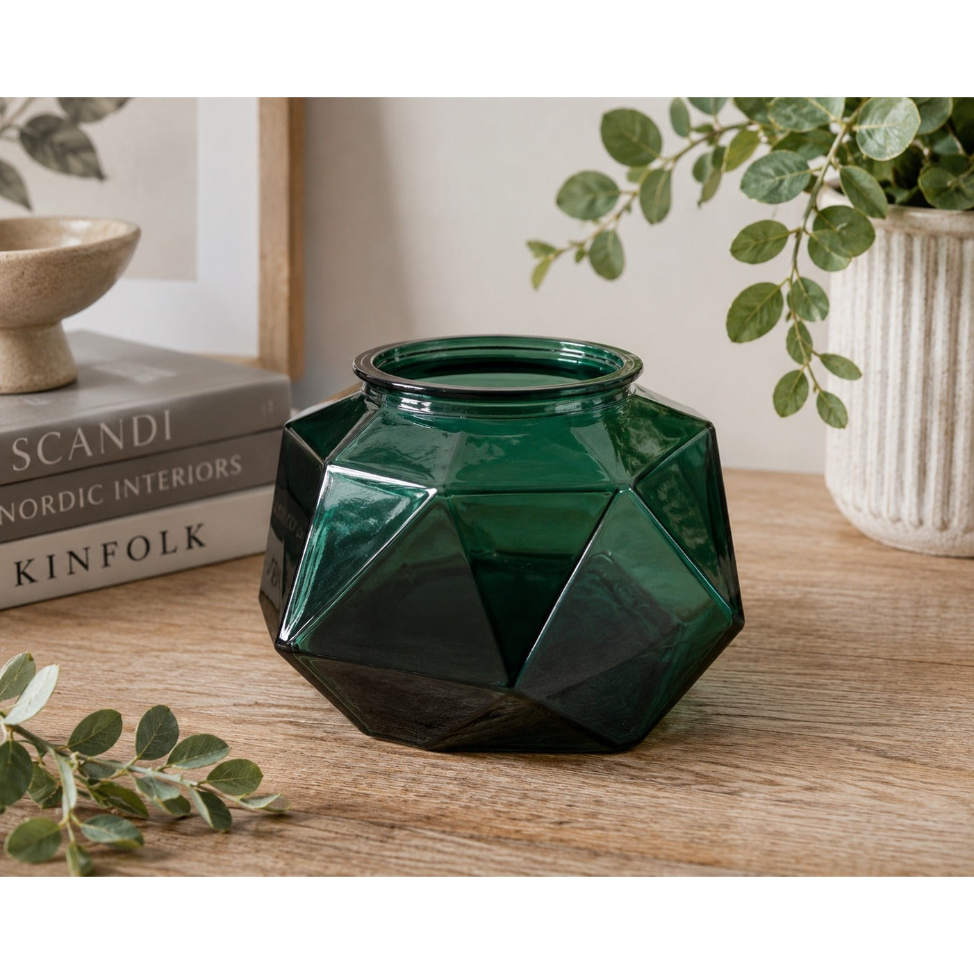 IKEA GENERÖST Green Glass Vase Lisa Hilland Faceted Geometric Discontinued 2017