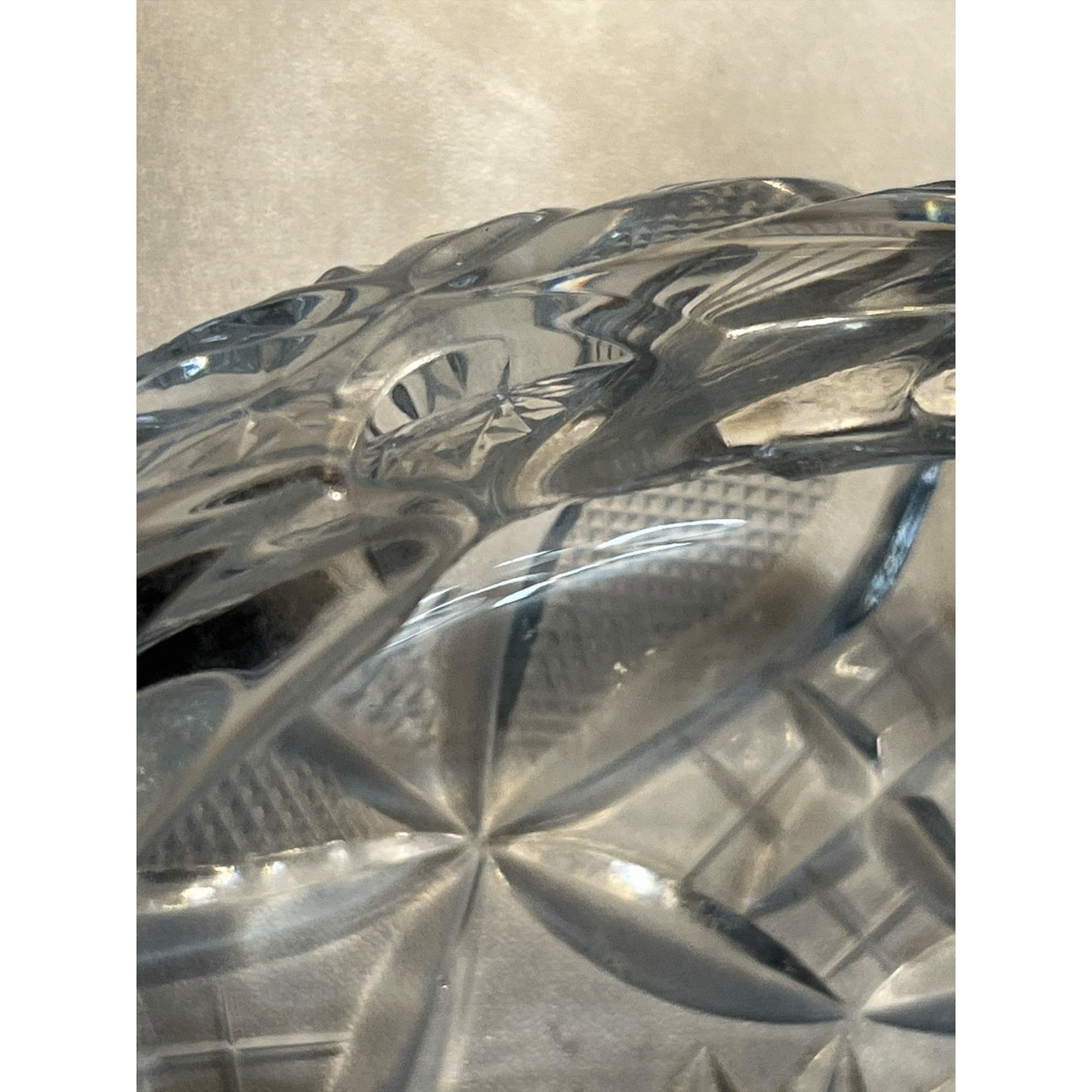 Antique American Brilliant Cut Glass Ashtray – 6” with Cigarette Rests – Deep Geometric Pattern