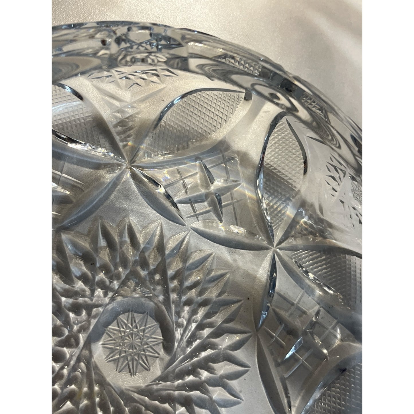 Antique American Brilliant Cut Glass Ashtray – 6” with Cigarette Rests – Deep Geometric Pattern