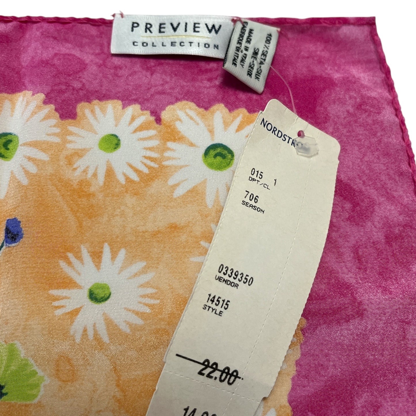 Preview Collection Italian Silk Scarves Set of 2 Daisy Floral Square 19" Nordstrom