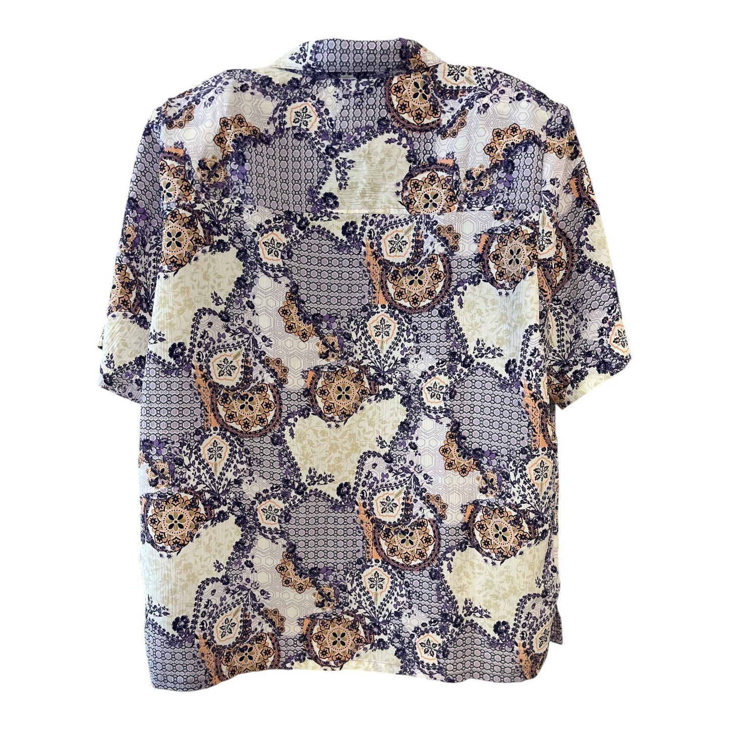 Vtg Donnkenny Classics Women’s Blouse XL – 90s Y2K Button Down Short Sleeve with Shoulder Pads