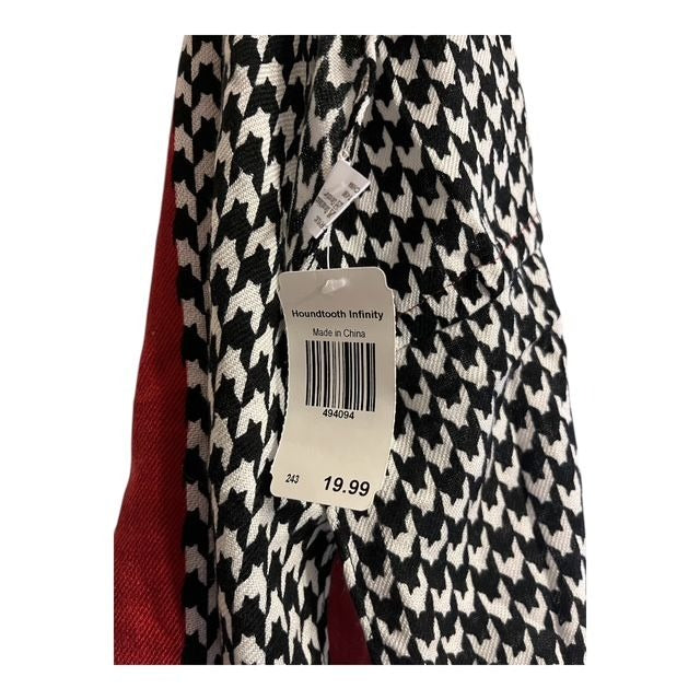 Cracker Barrel Houndstooth Infinity Scarf – Red & Black White Loop, 62” NWT, 2010s