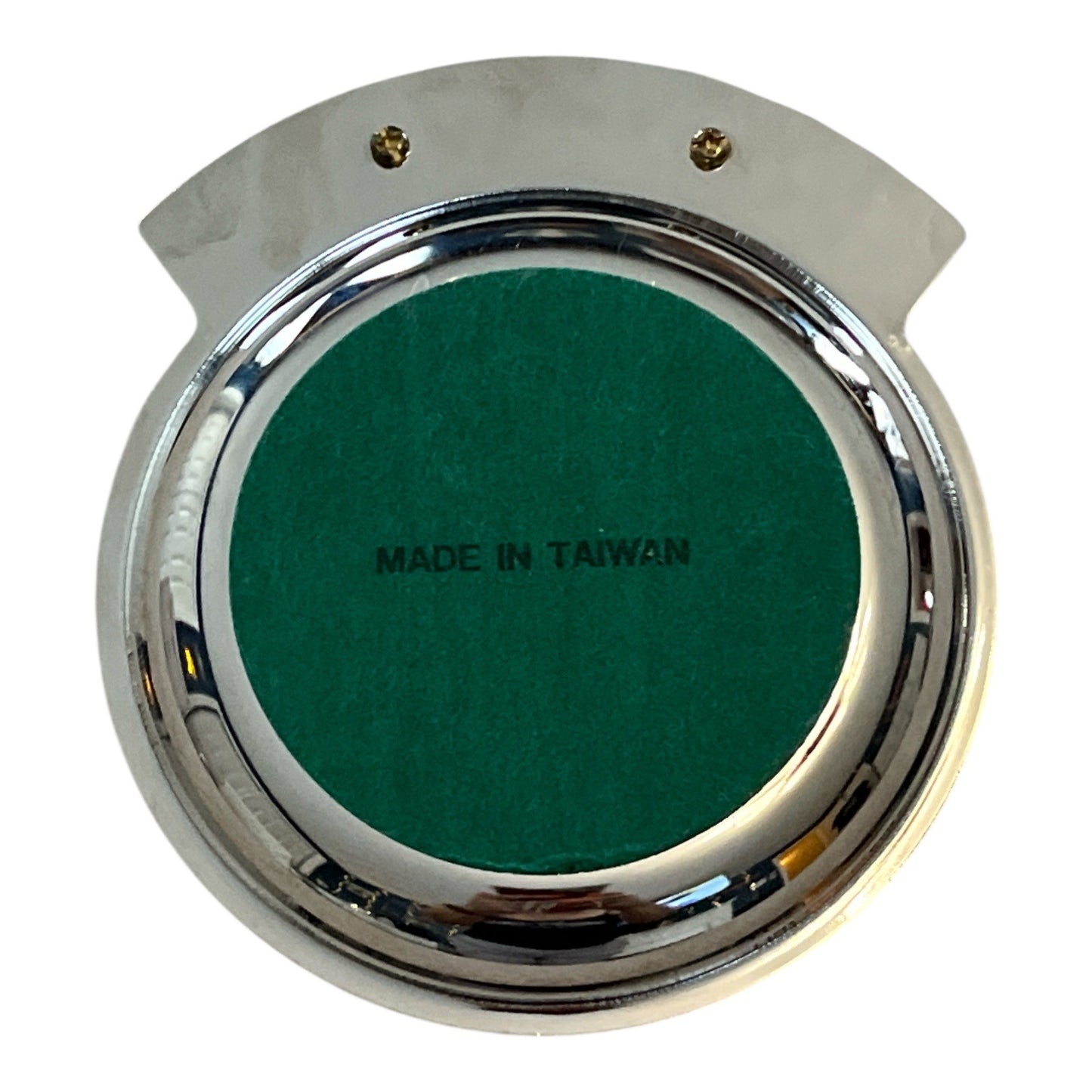 Vintage Golf-Themed Trinket Tray – “Classics” – Chrome Metal with Golf Tee & Ball – Made in Taiwan – 5”
