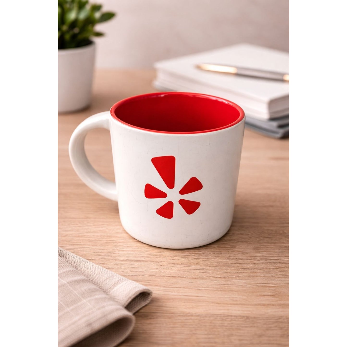 Yelp Logo Coffee Mug Red White Ceramic Cup 3.5 Inch Advertising Promo