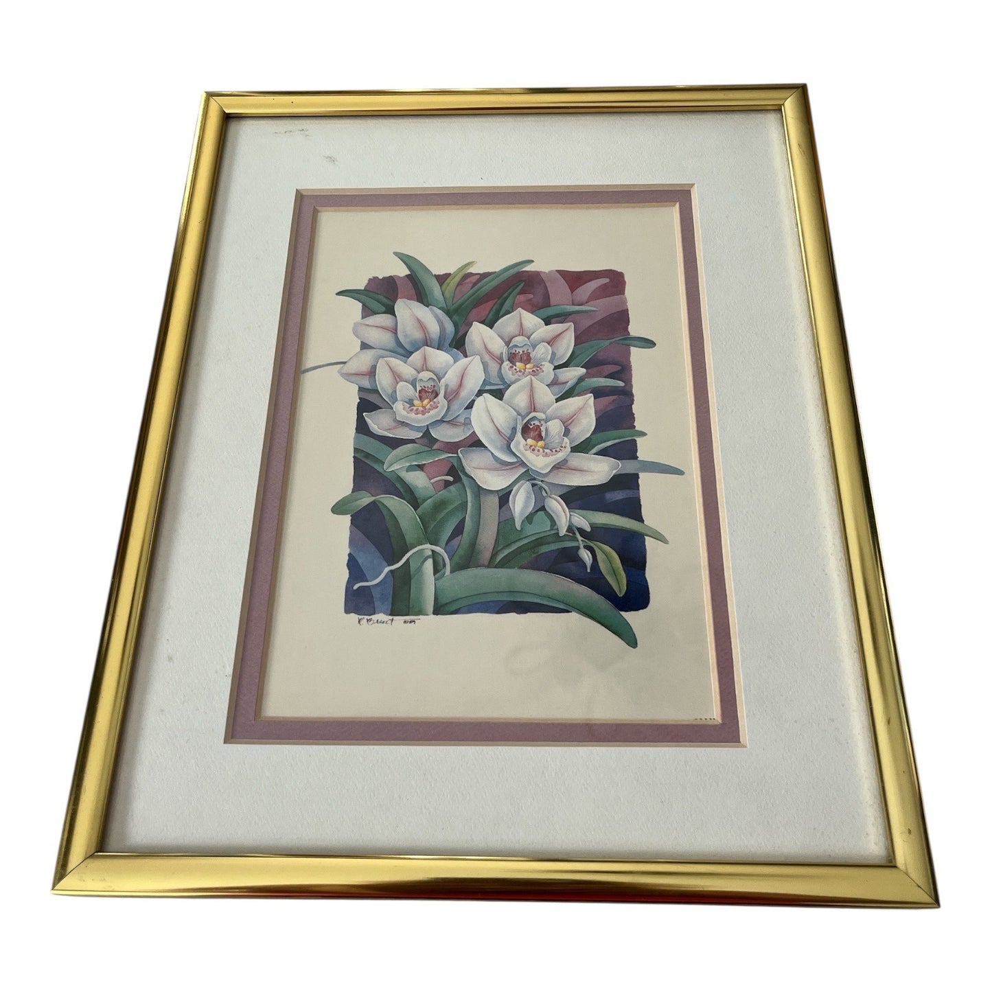 Pair of Paul Brent Orchid Prints – Matted & Framed – Signed in Plate, 2001