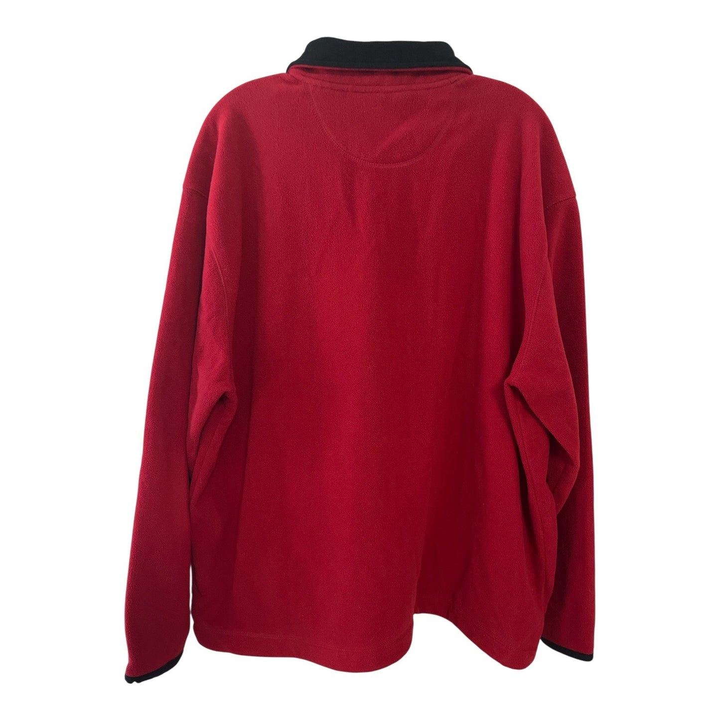 Vtg St. John's Bay Red Fleece Pullover L – 90s Y2K Mens 1/4 Zip Jacket, Black Collar, Pockets
