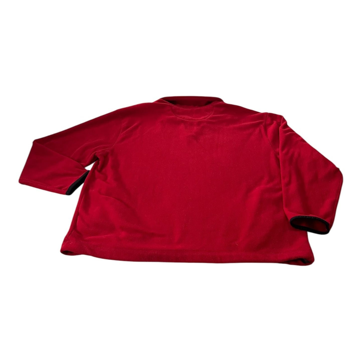 Vtg St. John's Bay Red Fleece Pullover L – 90s Y2K Mens 1/4 Zip Jacket, Black Collar, Pockets