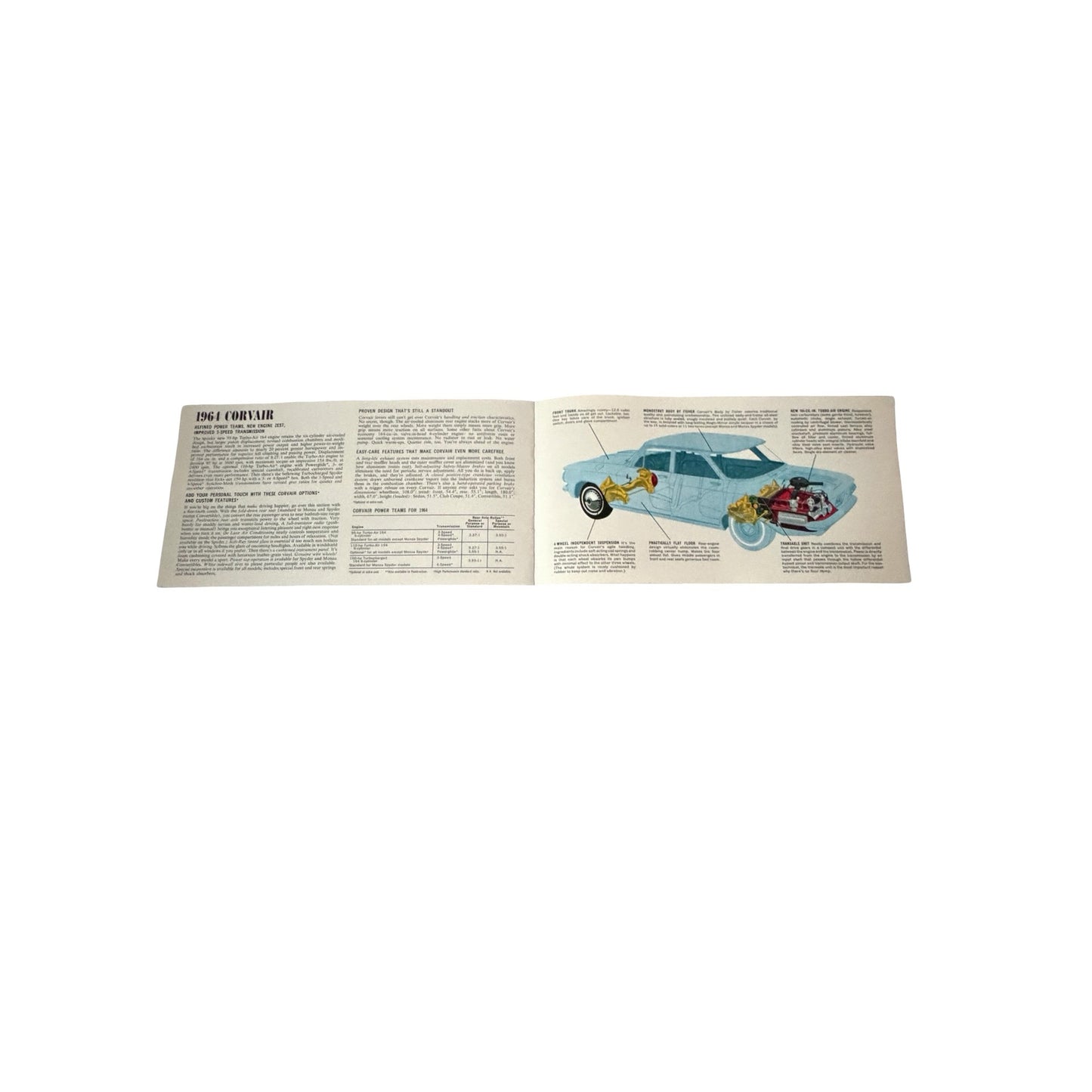 1964 Chevrolet Corvair Sales Brochure Original GM Dealer Catalog Monza Spyder