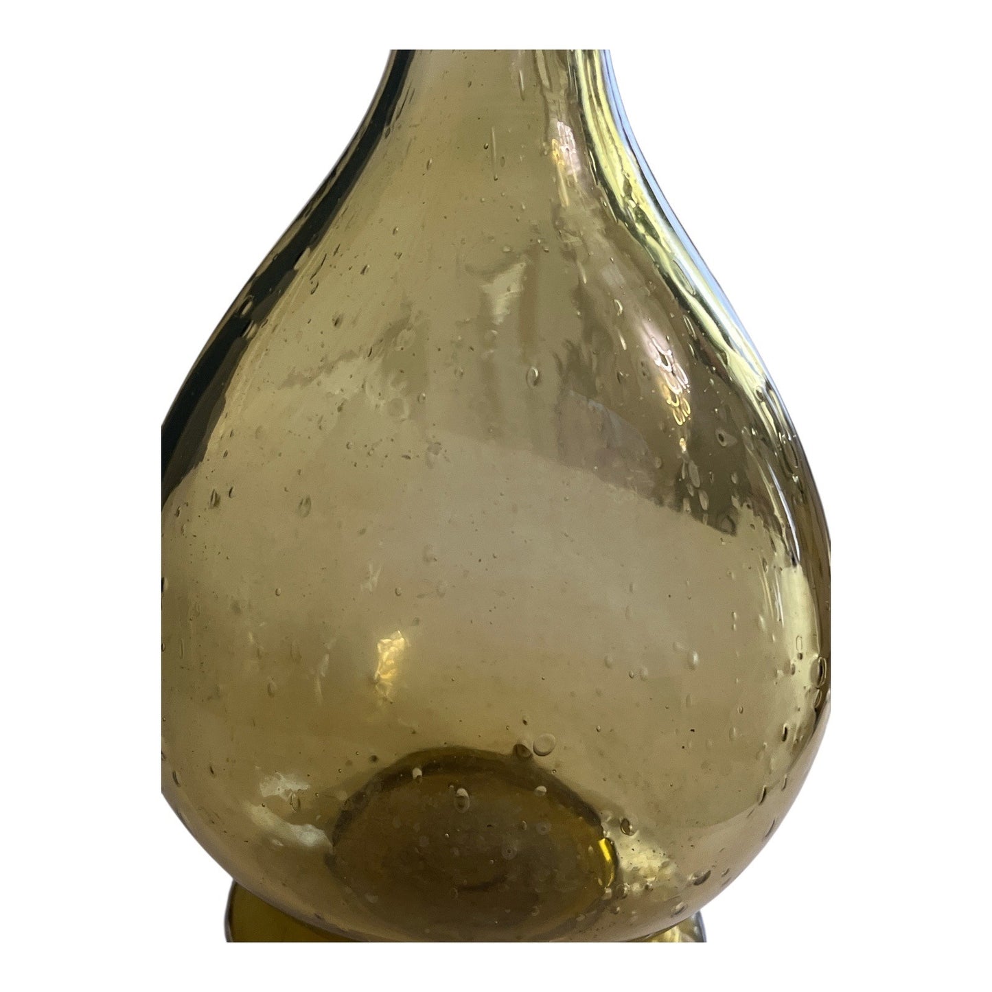 Vintage Amber Glass Vase with Character – 15.5" Hand Blown Mid Century Display Piece