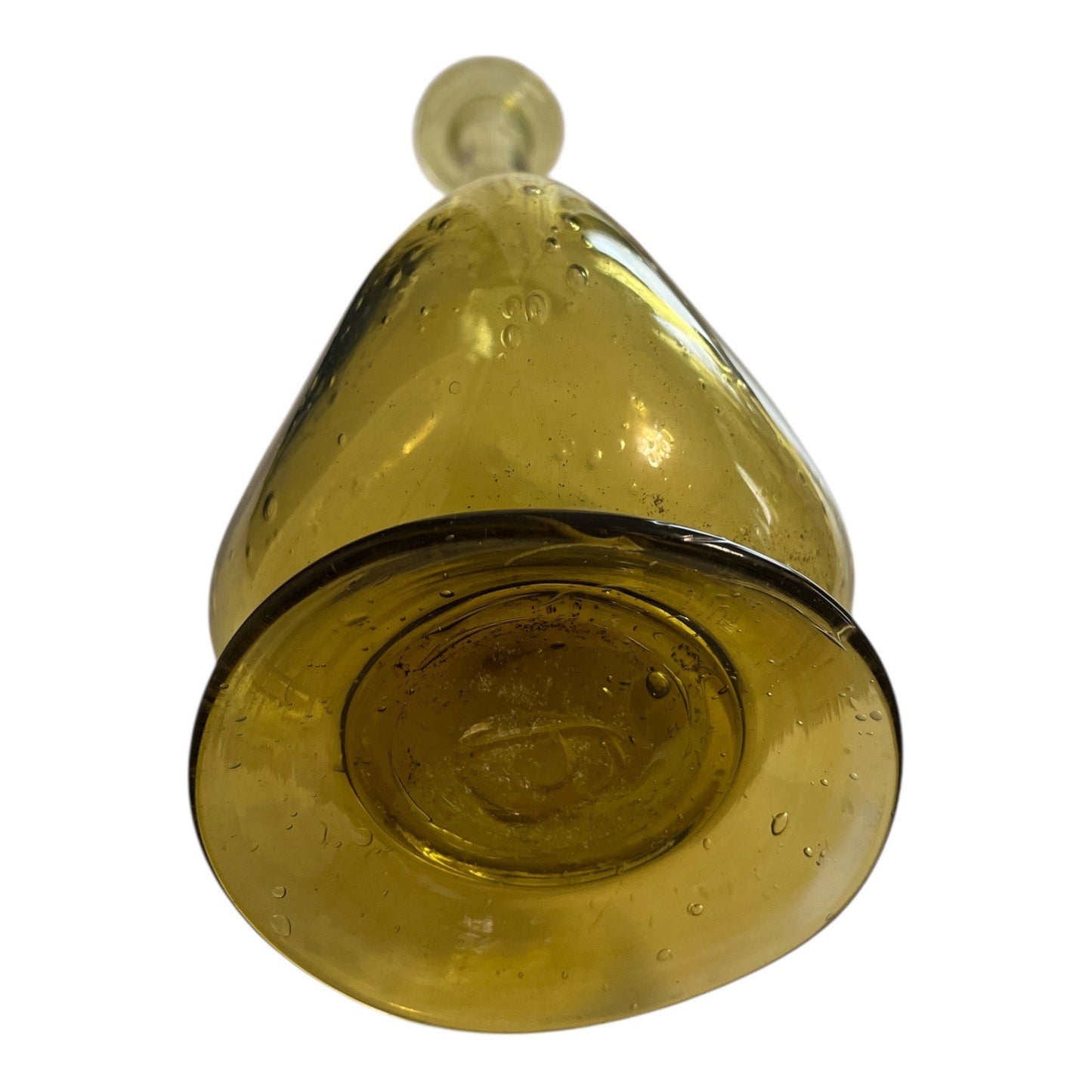 Vintage Amber Glass Vase with Character – 15.5" Hand Blown Mid Century Display Piece