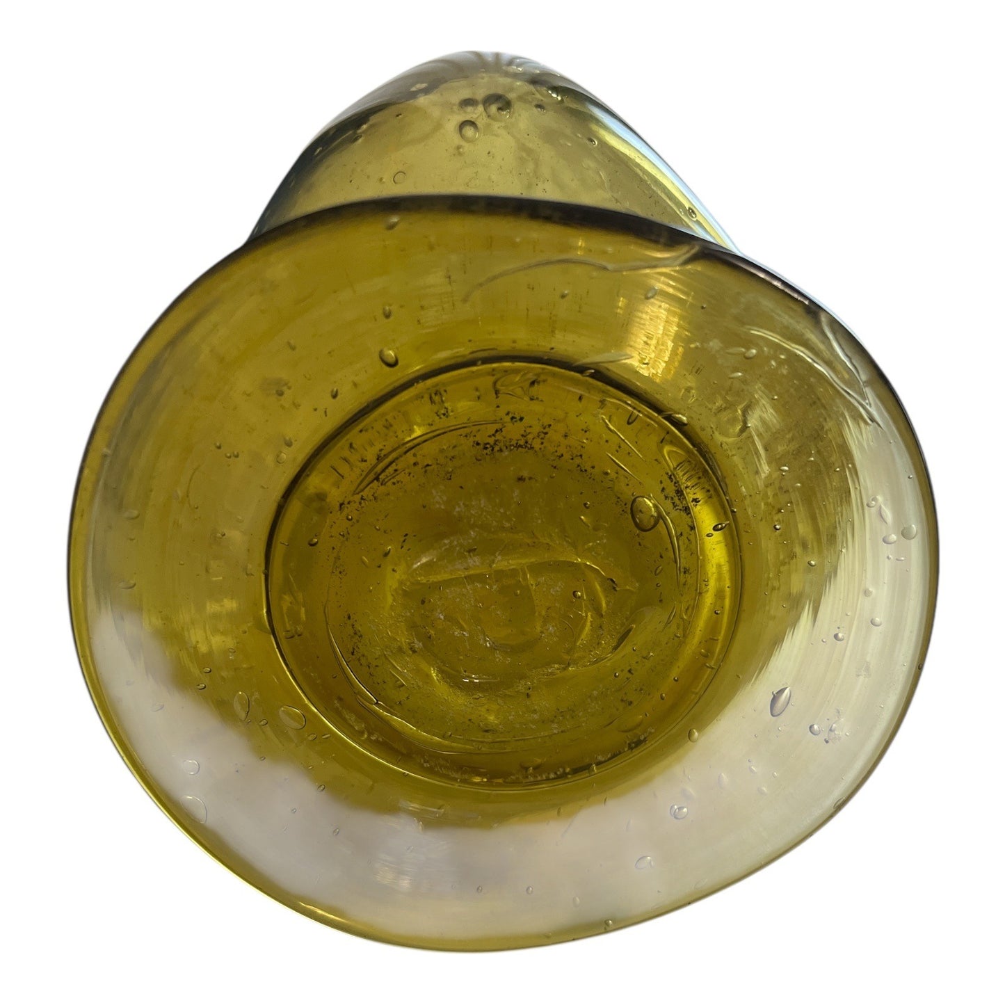 Vintage Amber Glass Vase with Character – 15.5" Hand Blown Mid Century Display Piece