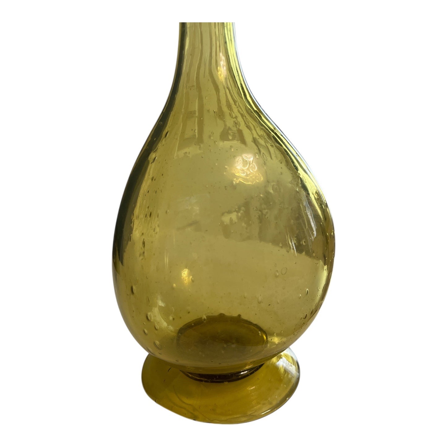 Vintage Amber Glass Vase with Character – 15.5" Hand Blown Mid Century Display Piece