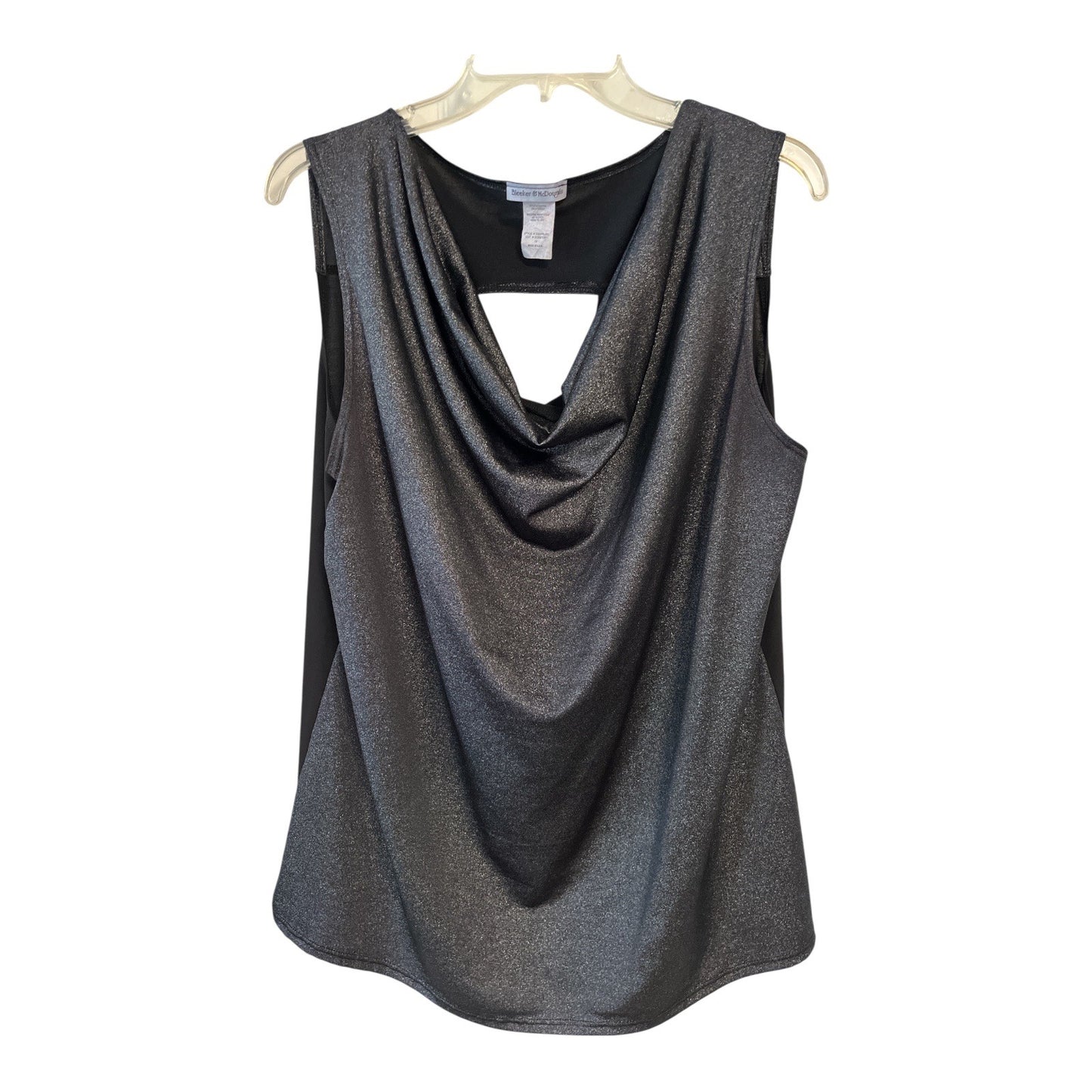 Bleeker & McDougal Women’s 1X Metallic Drape Front Sleeveless Top – Made in USA