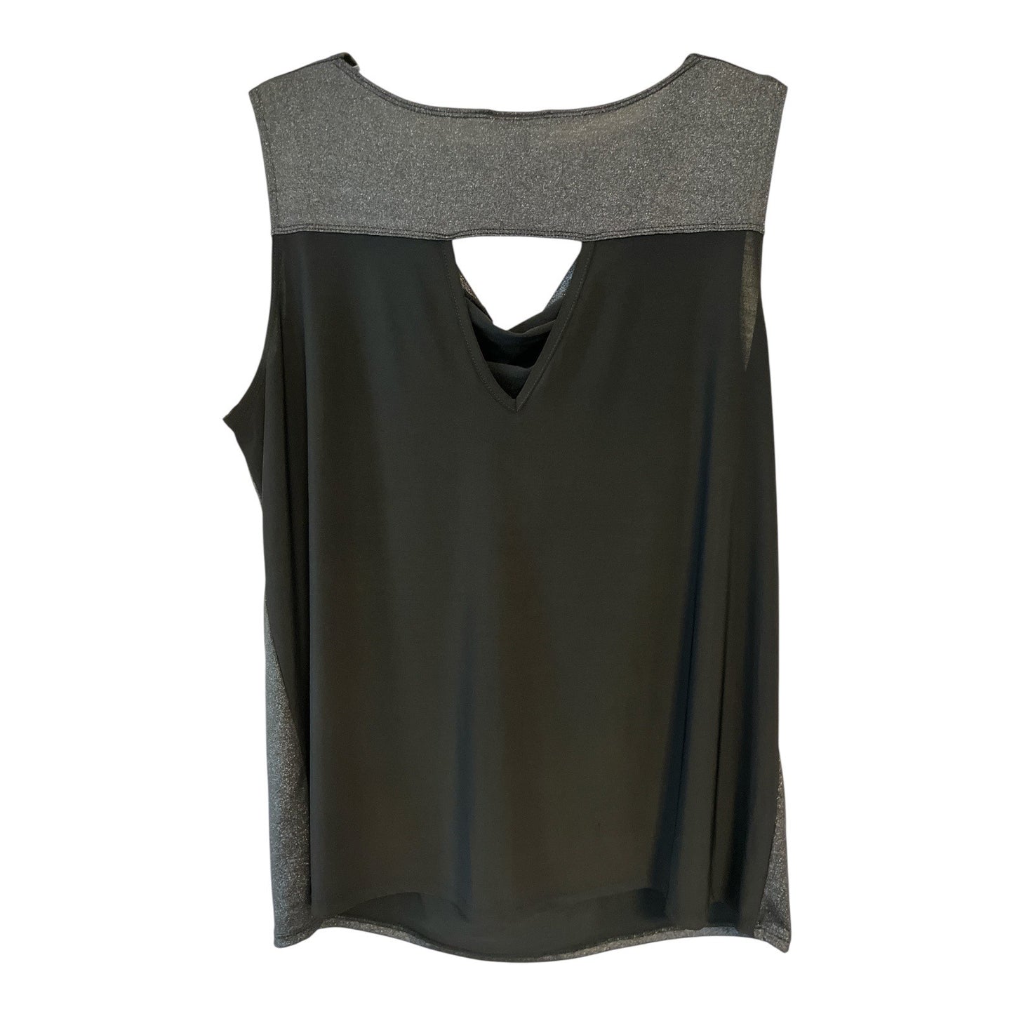 Bleeker & McDougal Women’s 1X Metallic Drape Front Sleeveless Top – Made in USA