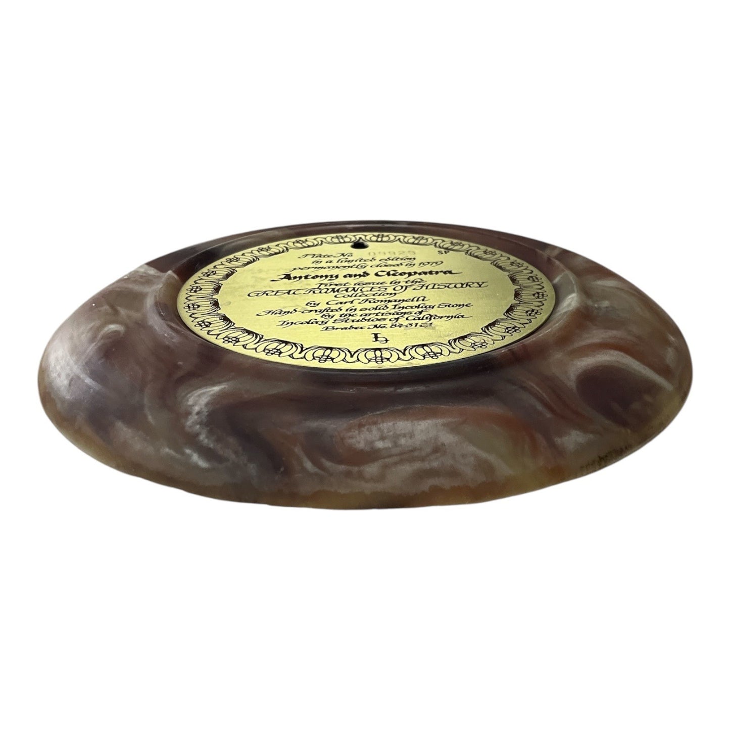 Incolay Studios 1979 “Antony and Cleopatra” Plate – Carl Romanelli – 10” Great Romances of History, Handcrafted Stone